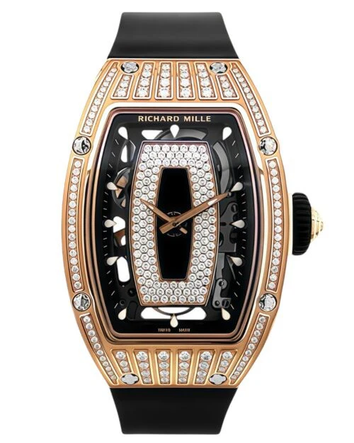 Часы Richard Mille RM07-01 Rose Gold Medium Set Diamonds (Black Lips)