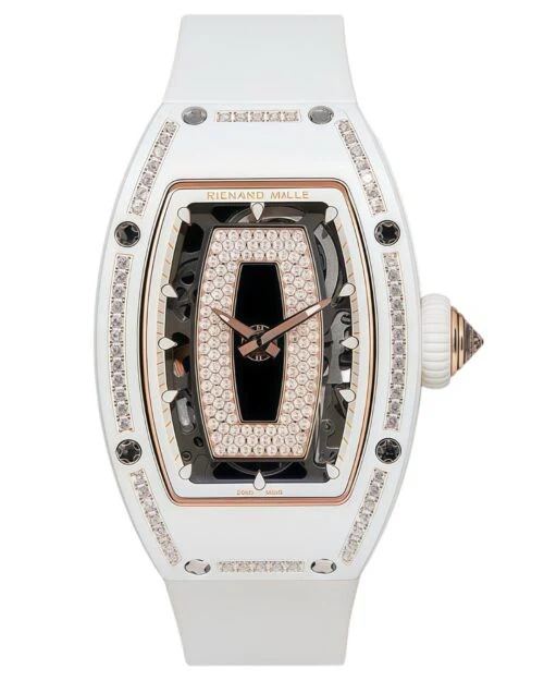 Часы Richard Mille RM07-01 White Ceramic 1 Row Diamonds (Black Lips)