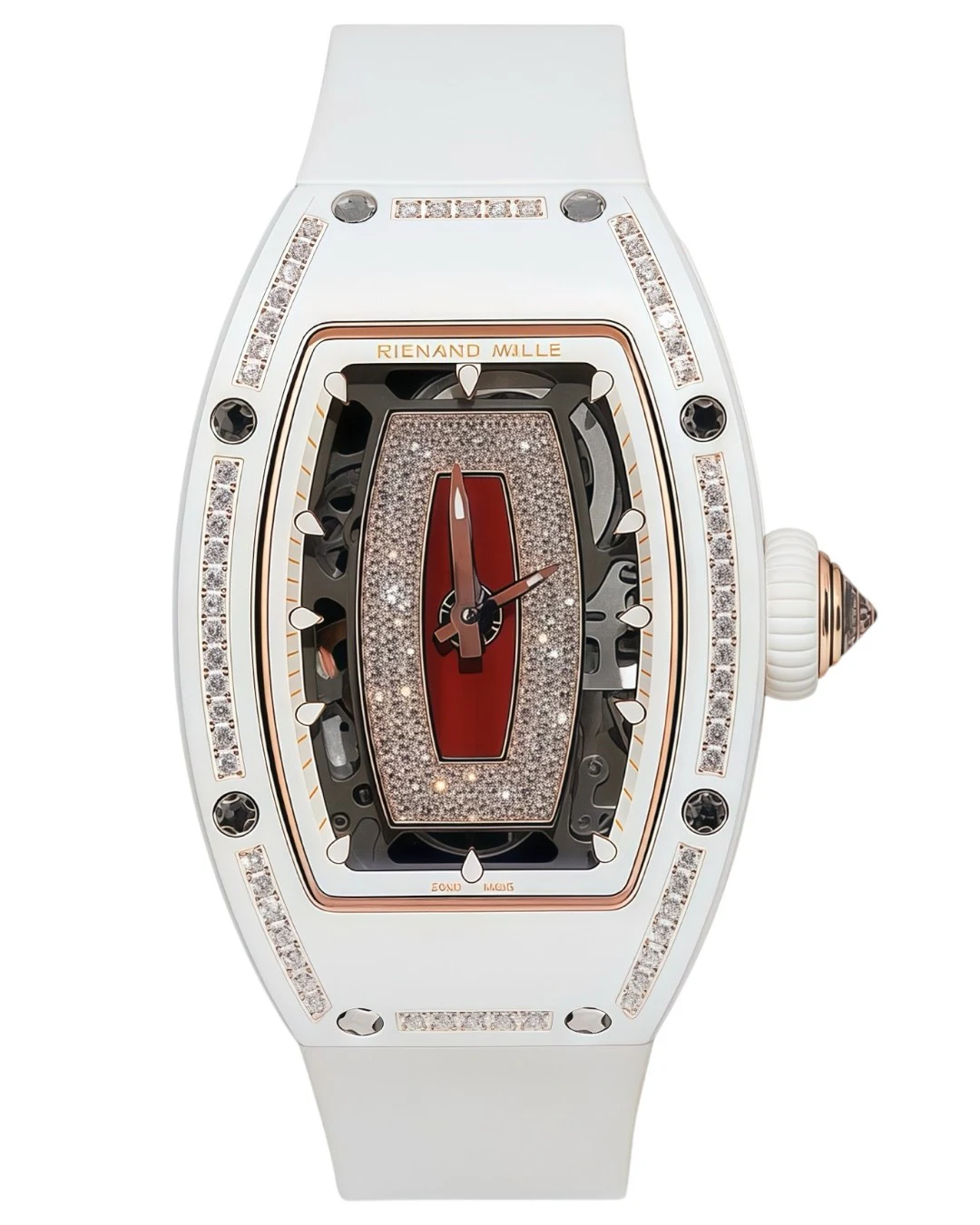 Часы Richard Mille RM07-01 White Ceramic 1 Row Diamonds (Red Lips)