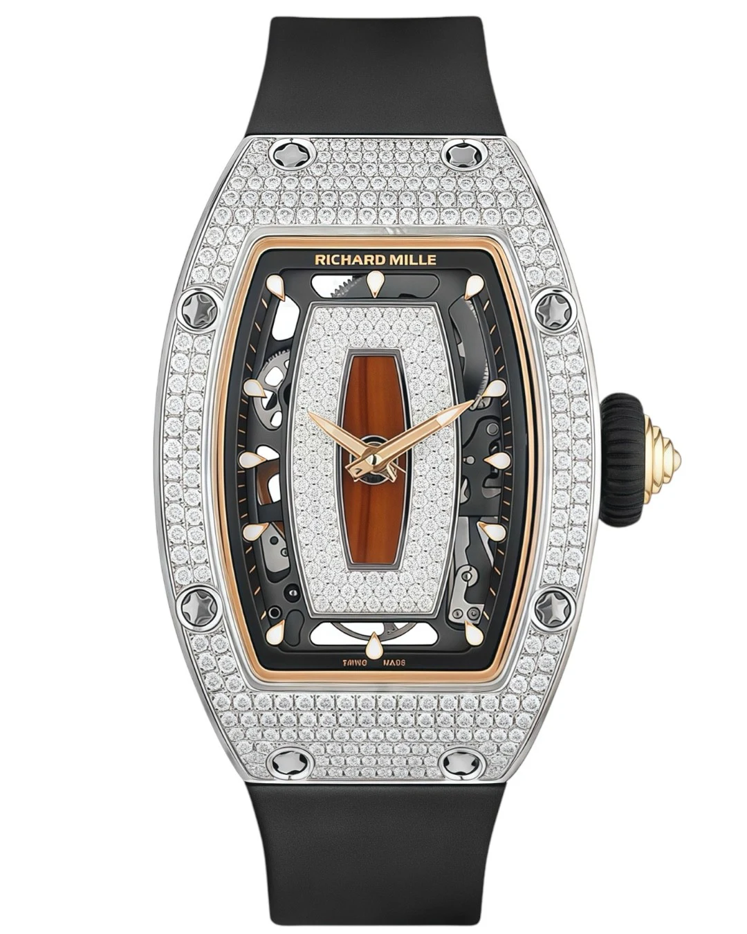 Часы Richard Mille RM07-01 White Gold Full Set Diamonds (Red Lips)