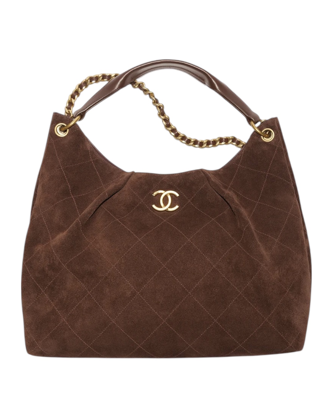 Женская сумка Chanel Maxi Hobo Bag Suede Calfskin Dark Brown