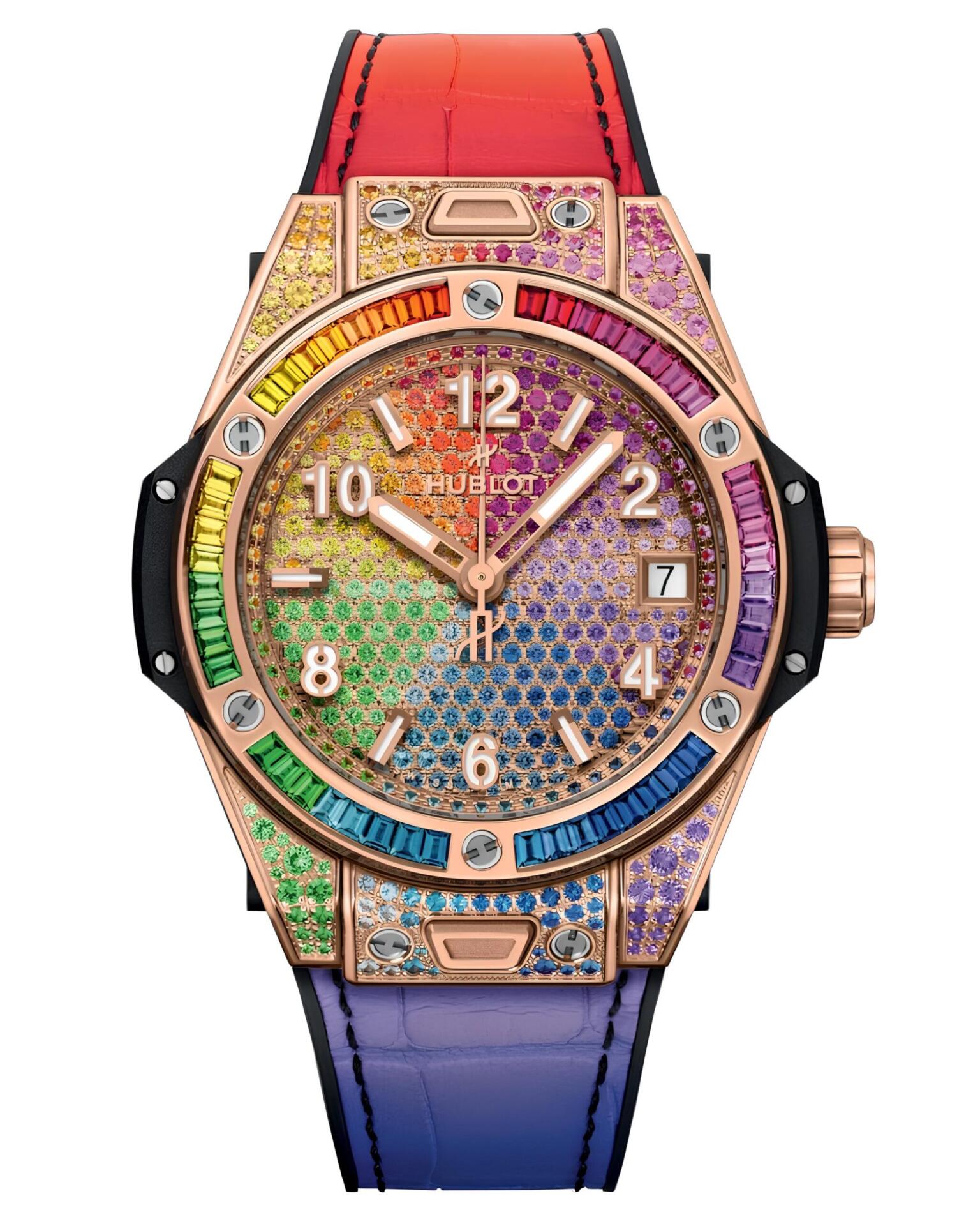 Часы Hublot Big Bang One Click Rainbow King Gold 39 465.OX.9900.LR.0999