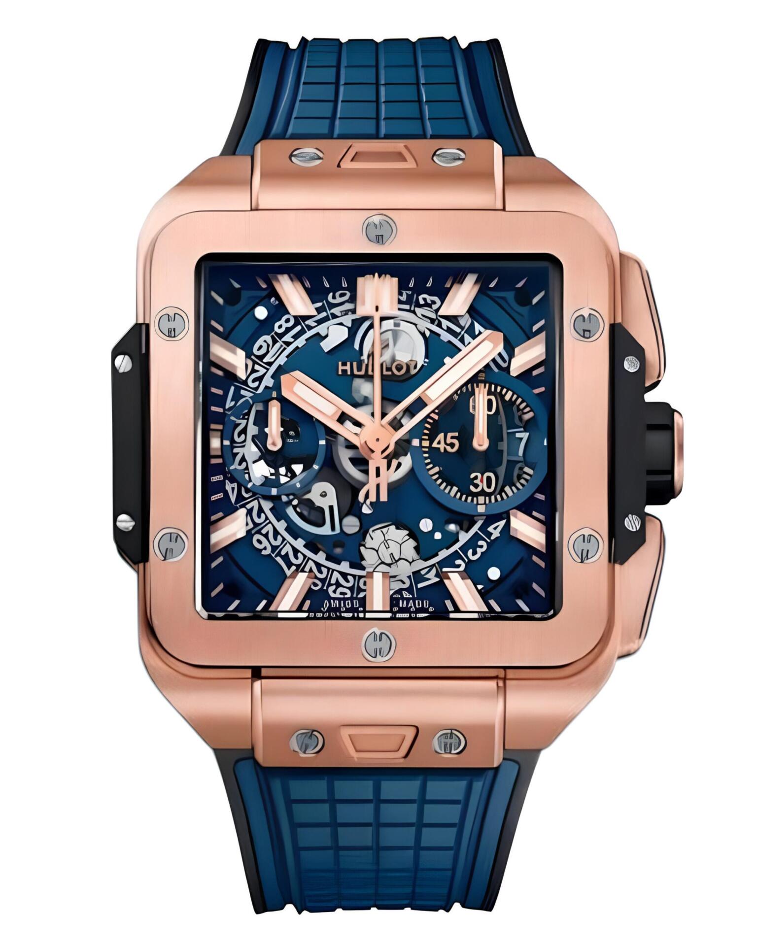 Часы Hublot Square Bang Unico King Gold Blue 821.OX.5180.RX