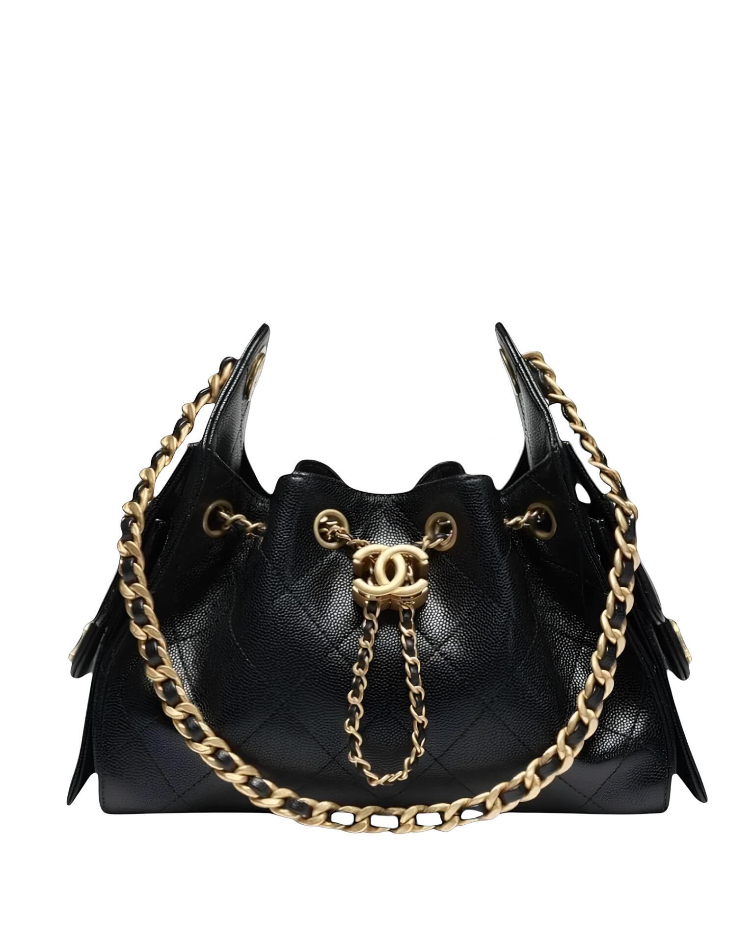 Женская сумка Chanel 25 Mini Black Caviar Aged Gold Hardware