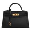 Копия сумки женская Hermès Kelly Mini 20 Epsom Black Gold Hardware — фото товара LuxuryWatch