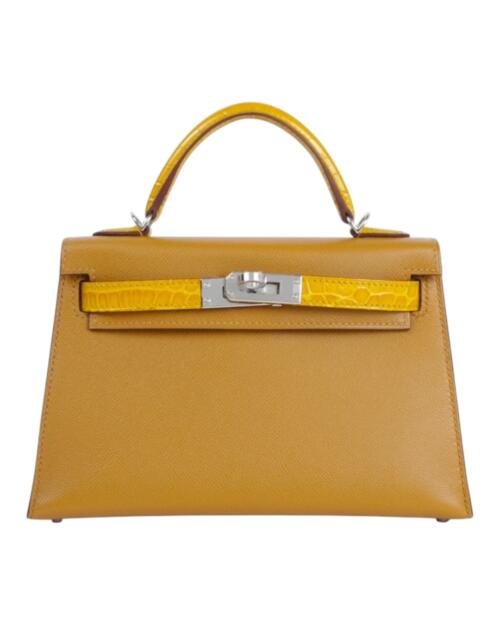 Копия сумки женская Hermès Kelly Mini 20 Veau Madame / Alligator Shiny Sésame — фото товара LuxuryWatch