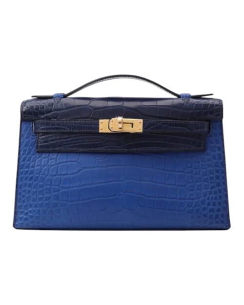 Копия сумки женская Hermès Kelly Pochette Bicolor Matte Alligator Blue — фото товара LuxuryWatch