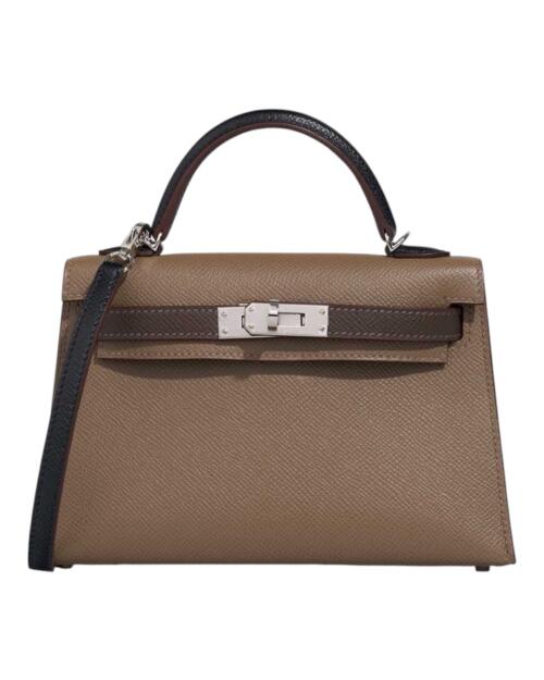 Копия сумки женская Hermès Kelly Mini 20 Epsom Étoupe / Ecorce / Black — фото товара LuxuryWatch