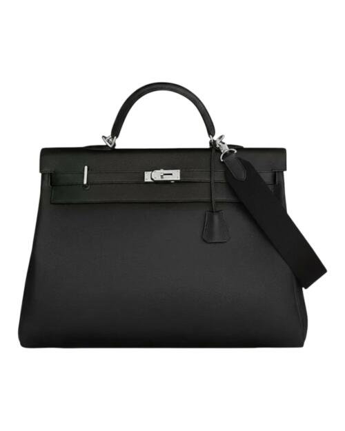 Копия сумки мужская Hermès Kelly Relax Voyage 50 Taurillon Clemence Noir PHW — фото товара LuxuryWatch