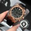 Реплика часов Audemars Piguet Royal Oak Chronograph 26240OR.OO.D404CR.02, зелёный циферблат на чёрном кожаном ремешке — фото товара LuxuryWatch