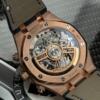Реплика часов Audemars Piguet Royal Oak Chronograph 26239OR.OO.D315CR.01, синий циферблат с розово-золотистыми регистрами на синей коже — фото товара LuxuryWatch