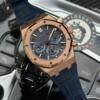 Реплика часов Audemars Piguet Royal Oak Chronograph 26240OR.OO.D315CR.02, синий циферблат с синими регистрами на синей коже — фото товара LuxuryWatch