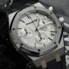 Реплика часов Audemars Piguet Royal Oak Chronograph 26240ST.OO.1320ST.07, серебристый циферблат на чёрном каучуковом ремешке — фото товара LuxuryWatch