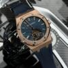 Реплика часов Audemars Piguet Royal Oak Tourbillon Extra-Thin 26522OR.OO.1220OR.01, синий циферблат в розово-золотистом корпусе на синем каучуке — фото товара LuxuryWatch