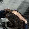 Реплика часов Audemars Piguet Royal Oak Tourbillon Extra-Thin 26522OR.OO.1220OR.01, синий циферблат в розово-золотистом корпусе на синем каучуке — фото товара LuxuryWatch
