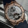 Реплика часов Audemars Piguet Royal Oak Tourbillon Extra-Thin 26522OR.OO.1220OR.01, синий циферблат в розово-золотистом корпусе на синем каучуке — фото товара LuxuryWatch