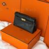 Копия сумки женская Hermès Kelly Pochette Swift Noir Gold Hardware — фото товара LuxuryWatch