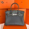 Копия сумки женская Hermès Birkin 30 Touch Grey Togo & Shiny Niloticus Crocodile — фото товара LuxuryWatch