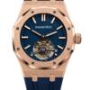 Реплика часов Audemars Piguet Royal Oak Tourbillon Extra-Thin 26522OR.OO.1220OR.01, синий циферблат в розово-золотистом корпусе на синем каучуке — фото товара LuxuryWatch