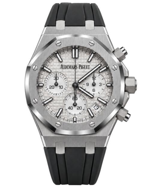 Реплика часов Audemars Piguet Royal Oak Chronograph 26240ST.OO.1320ST.07, серебристый циферблат на чёрном каучуковом ремешке — фото товара LuxuryWatch
