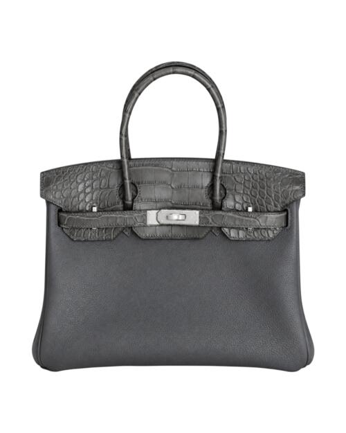 Копия сумки женская Hermès Birkin 30 Touch Grey Togo & Shiny Niloticus Crocodile — фото товара LuxuryWatch
