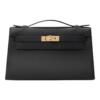 Копия сумки женская Hermès Kelly Pochette Swift Noir Gold Hardware — фото товара LuxuryWatch