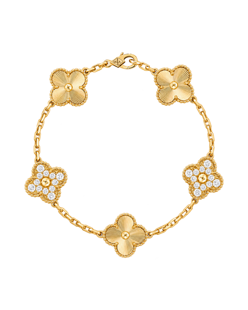 Копия ювелирного изделия Браслет Van Cleef Vintage Alhambra VCARP4KN00, 5 мотивов — фото товара LuxuryWatch