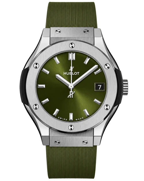 Реплика часов Hublot Classic Fusion 581.NX.8970.RX, зелёный циферблат — фото товара LuxuryWatch