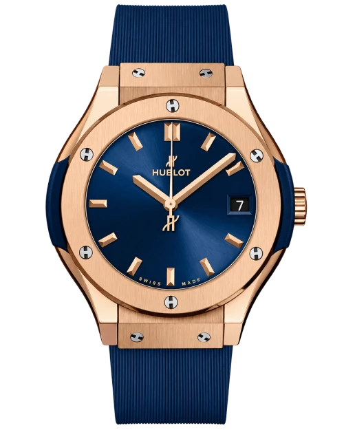 Реплика часов Hublot Classic Fusion 581.OX.7180.RX, синий ремешок — фото товара LuxuryWatch