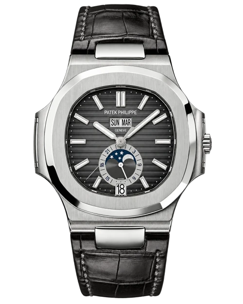 Реплика часов Patek Philippe Nautilus Annual Calendar 5726A-001, кожаный ремешок — фото товара LuxuryWatch