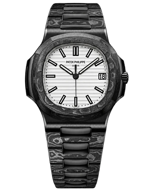 Реплика часов Patek Philippe Nautilus DiW Custom Carbon Black & White — фото товара LuxuryWatch