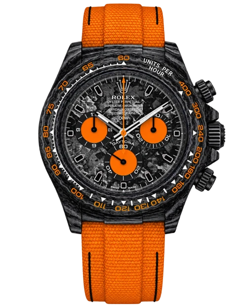 Реплика часов Rolex Cosmograph Daytona DiW Custom Carbon Orange — фото товара LuxuryWatch