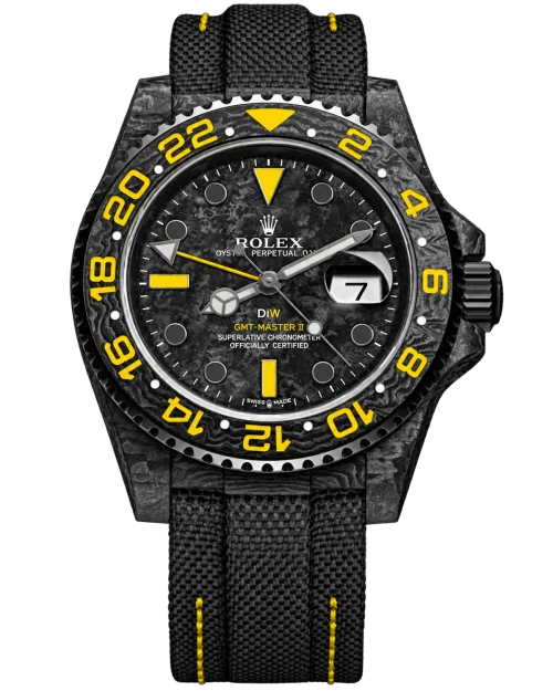 Реплика часов Rolex GMT-Master II DiW Custom Carbon Dark Yellow — фото товара LuxuryWatch