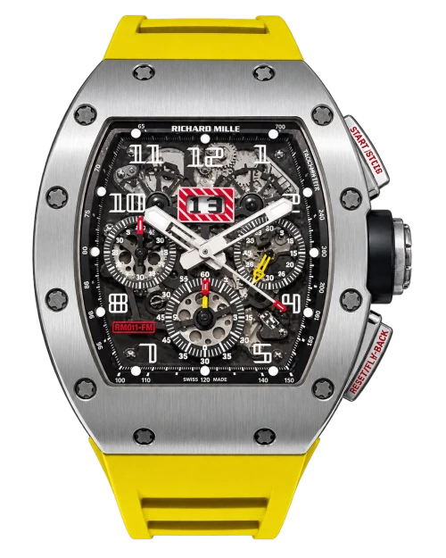 Реплика часов Richard Mille RM 011 FM Felipe Massa Chronograph Watch Yellow, flyback-хронограф — фото товара LuxuryWatch
