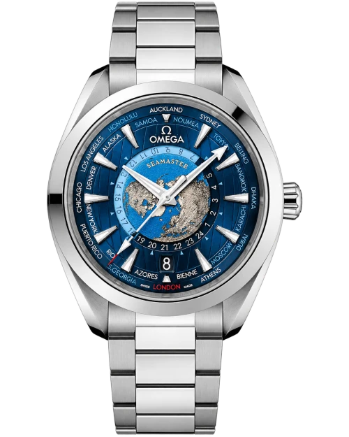 Реплика часов Omega Seamaster Aqua Terra Co-axial Master Chronometer GMT Worldtimer 220.10.43.22.03.001 — фото товара LuxuryWatch