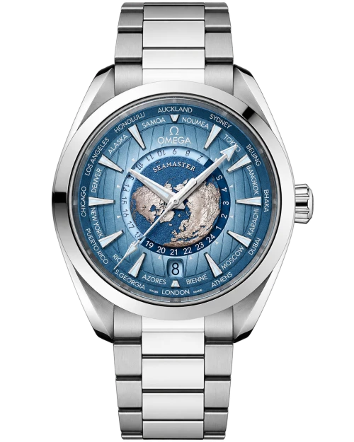 Реплика часов Omega Seamaster Aqua Terra Co-axial Master Chronometer GMT Worldtimer 220.10.43.22.03.002 — фото товара LuxuryWatch