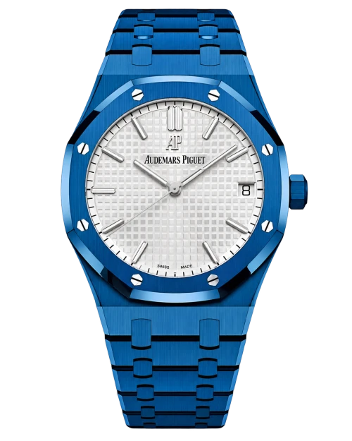 Реплика часов Audemars Piguet Royal Oak Ceramic 15500ST Full Blue Ceramic White Dial — фото товара LuxuryWatch