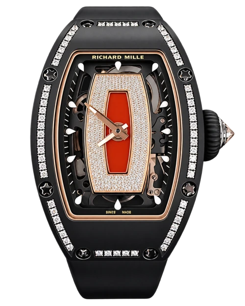 Реплика часов Richard Mille RM07-01 Black Ceramic 1 Row Diamonds (Red Lips) — фото товара LuxuryWatch