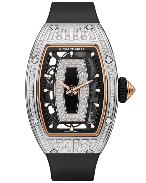 Реплика часов Richard Mille RM07-01 Medium Set Diamonds (Black Lips), безель с фианитами — фото товара LuxuryWatch