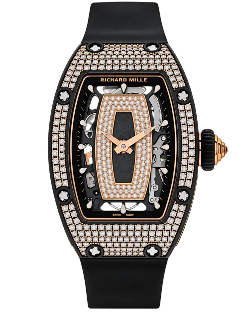 Реплика часов Richard Mille RM07-01 Carbon TPT Full Set Diamonds — фото товара LuxuryWatch