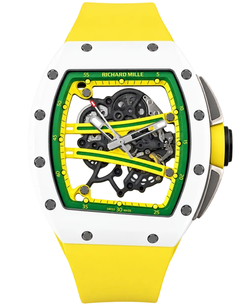 Реплика часов Richard Mille RM61-01 Replica Watch Green Dial Yellow Rubber Strap ZF — фото товара LuxuryWatch