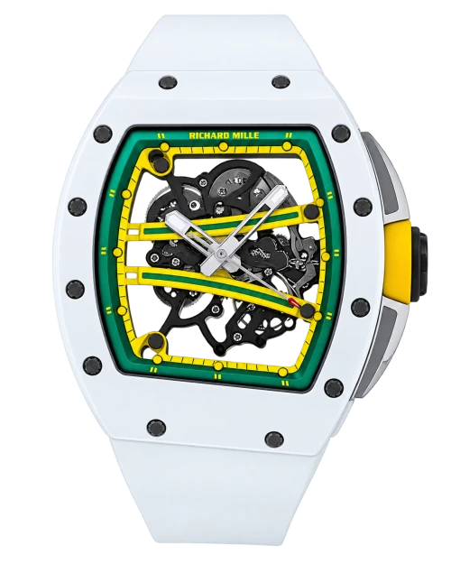 Реплика часов Richard Mille Best Copy RM61-01 White Ceramic Case Rubber Strap ZF Factory — фото товара LuxuryWatch