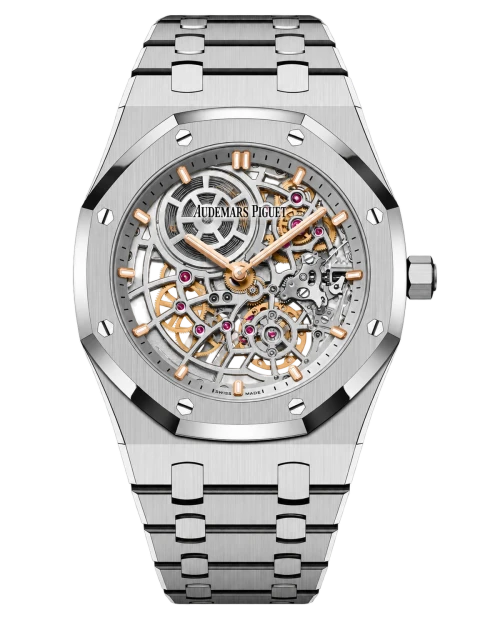Реплика часов Audemars Piguet Royal Oak Jumbo Extra-Thin Openworked 50th Anniversary 16204ST.OO.1240ST.01 — фото товара LuxuryWatch