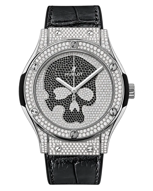 Реплика часов Hublot Classic Fusion Skull Full Pavé 511.NX.9000.LR.1704.SKULL — фото товара LuxuryWatch