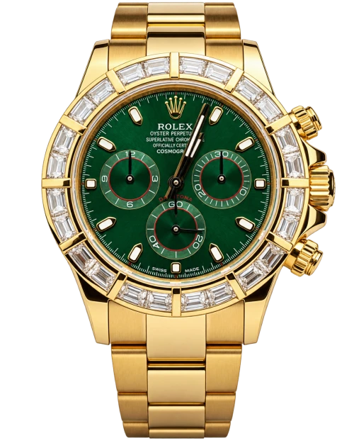Реплика часов Rolex Cosmograph Daytona Green Dial Baguette Bezel 116601RBOW — фото товара LuxuryWatch