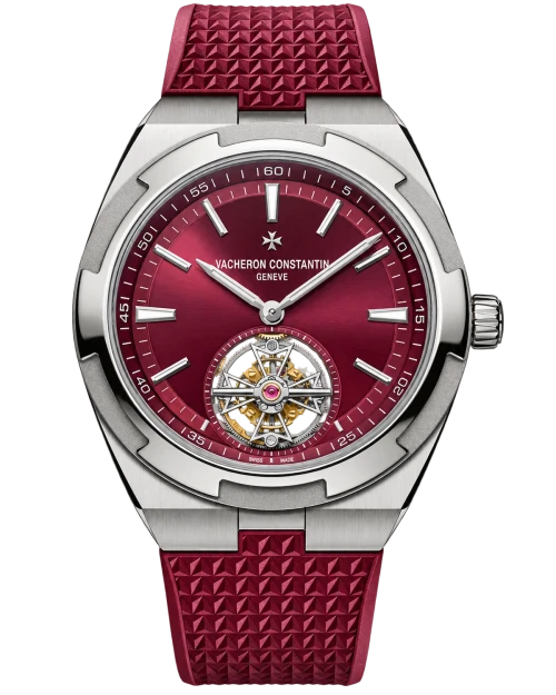 Реплика часов Vacheron Constantin Overseas Tourbillon 6000V/210T-H179, бордовый ремешок — фото товара LuxuryWatch