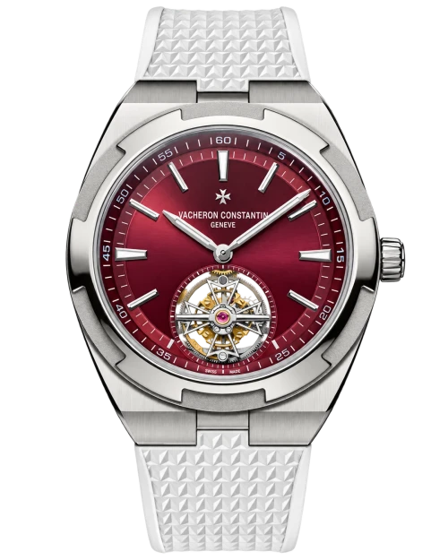 Реплика часов Vacheron Constantin Overseas Tourbillon 6000V/210T-H179, белый ремешок — фото товара LuxuryWatch