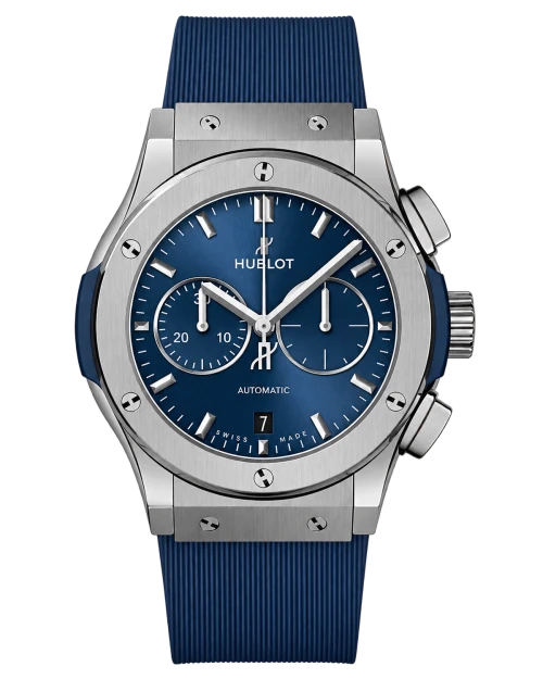 Реплика часов Hublot Classic Fusion Blue Chronograph 521.NX.7170.LR, каучуковый ремешок — фото товара LuxuryWatch