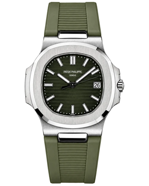 Реплика часов Patek Philippe Nautilus 5711/1A-014, оливковый ремешок — фото товара LuxuryWatch