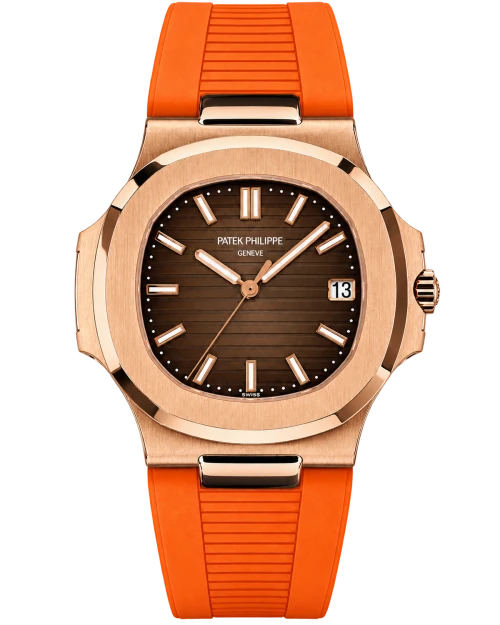 Реплика часов Patek Philippe Nautilus 5711/1R-001, оранжевый ремешок — фото товара LuxuryWatch
